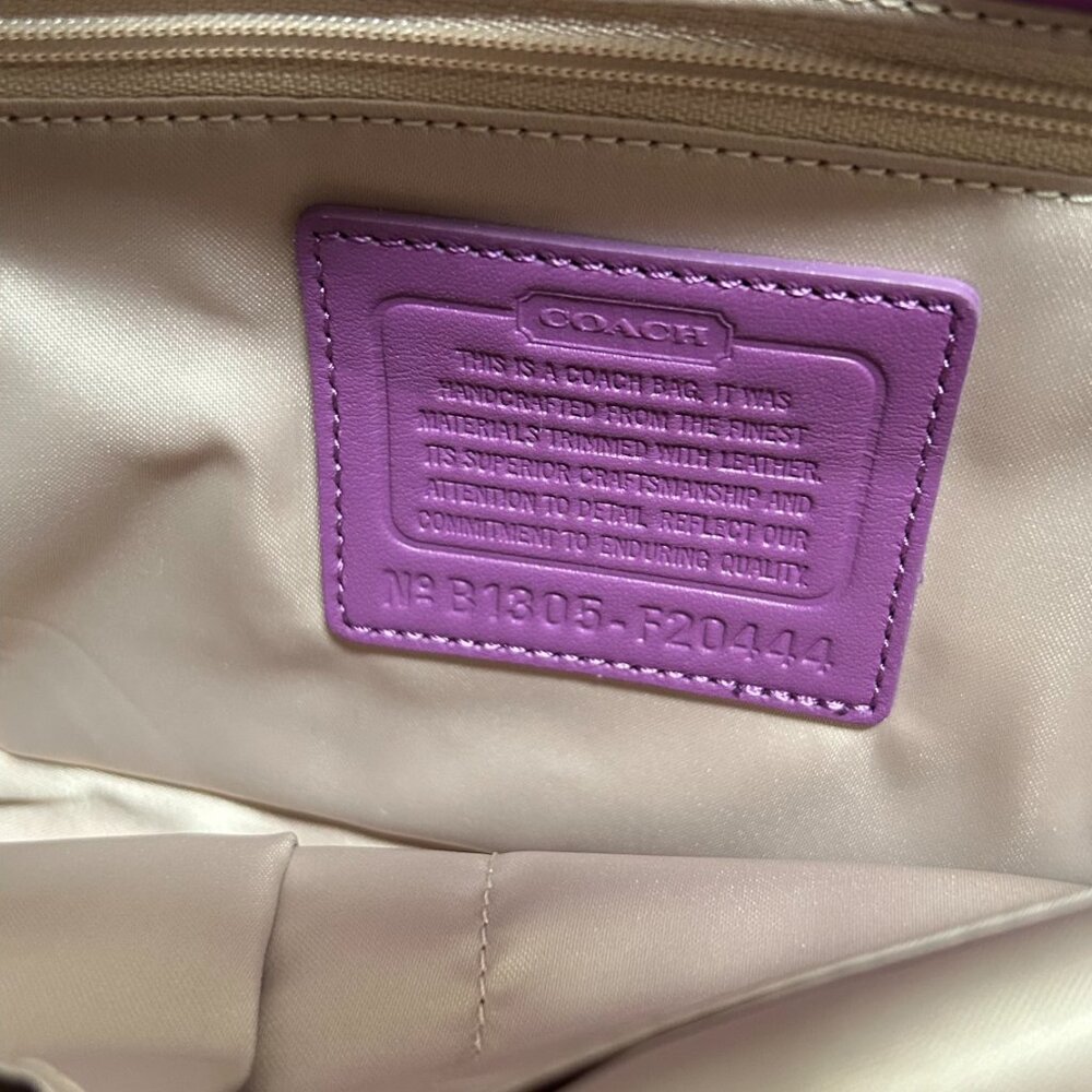 Coach Canvas Signature Tote Khaki and Purple Vintage - Picture 3 of 6
